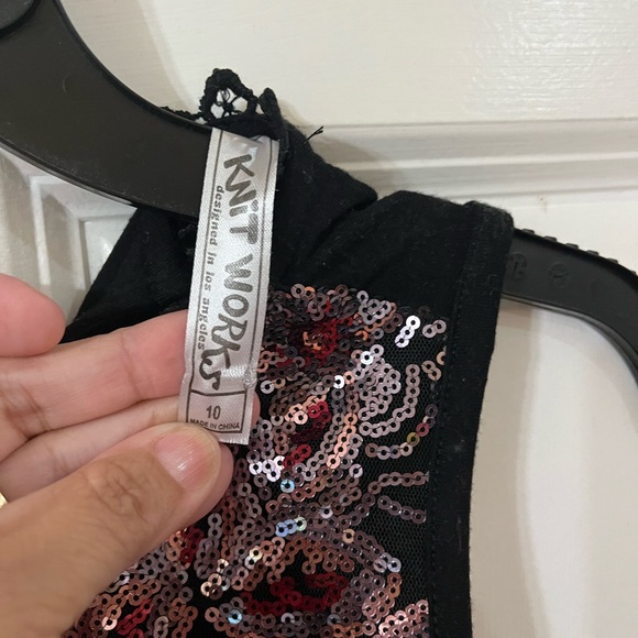 Knitworks Black and burgundy Sequin flower detail party Dress - Picture 4 of 4